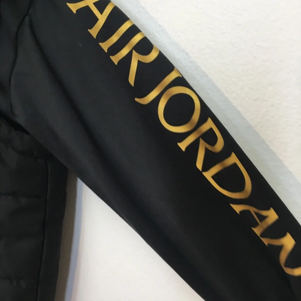 Nike Air Jorden Puffer Sweatshirt Jacket 4T Black Gold Sporty Athletic